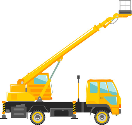 Aerial Work Platform Bucket Truck Icon in Flat Style.のイラスト素材
