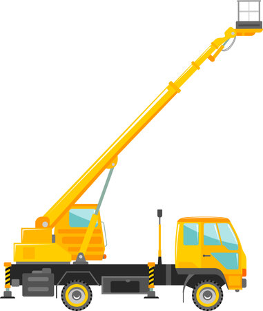 Aerial Work Platform Bucket Truck Icon in Flat Style.のイラスト素材
