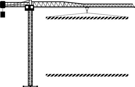 Silhouette of Mobile Wheel Crane with Poster Icon in Flat Style.のイラスト素材