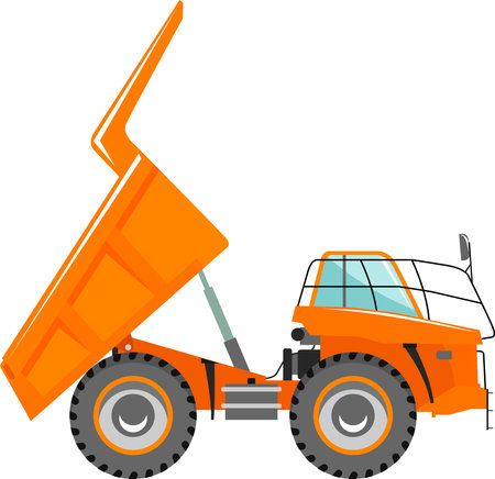Dump Truck Icon in Flat Style. Vector Illustrationのイラスト素材