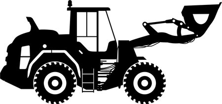 Silhouette of Wheel Loader Icon in Flat Style.のイラスト素材