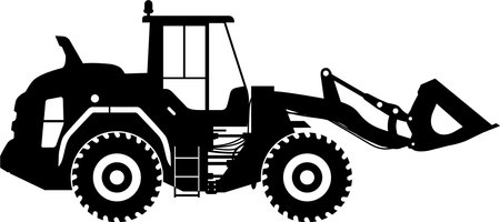 Silhouette of Wheel Loader Icon in Flat Style.のイラスト素材