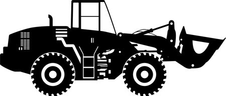 Silhouette of Wheel Loader Icon in Flat Style.のイラスト素材