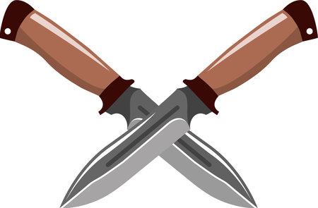 Crossed Hunting Knife Isolated Icon in Flat Style.のイラスト素材