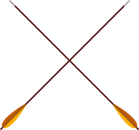 Crossed Traditional Hunting Crossbow Bolts with Metal Arrowhead Isolated Icon in Flat Style.のイラスト素材