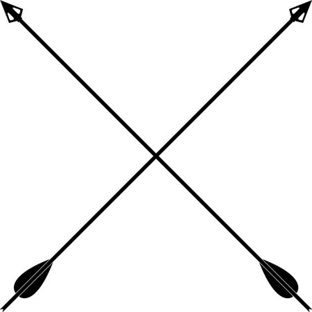 Crossed Traditional Hunting Wooden Arrows with Metal Arrowhead Isolated Icon in Flat Style.のイラスト素材