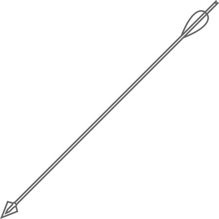 Traditional Hunting Wooden Arrow with Metal Arrowhead Isolated Outline Icon in Flat Style. Vector Illustration.のイラスト素材