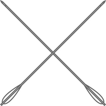 Crossed Traditional Hunting Crossbow Bolts with Metal Arrowhead Isolated Outline Icon in Flat Style.のイラスト素材