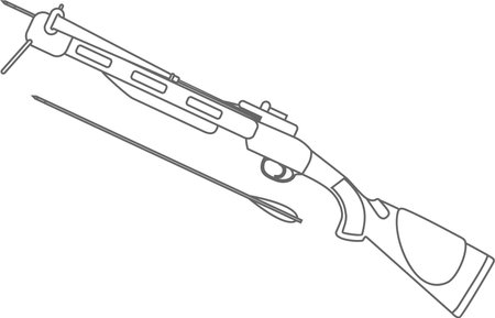 Traditional Hunting Crossbow with Bolts Isolated Outline Icon in Flat Style. Vector Illustration.のイラスト素材