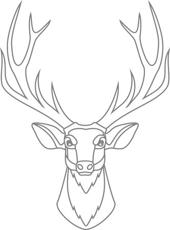 Deer Head Isolated Outline Icon in Flat Style. Vector Illustration.のイラスト素材