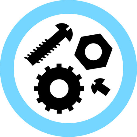 Gear, Nut and Screw Icon in Flat Style.のイラスト素材