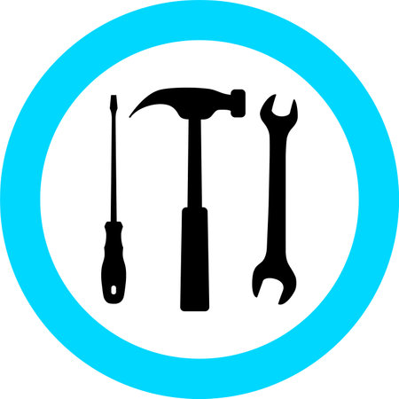 Screwdriver, Hammer and Wrench Icon in Flat Style.のイラスト素材