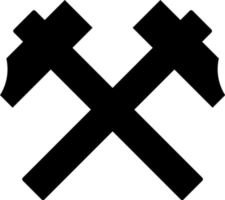 Crossed Hammers Icon in Flat Style.のイラスト素材