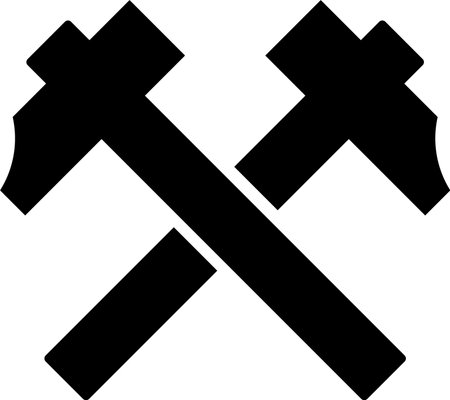 Crossed Hammers Icon in Flat Style.のイラスト素材