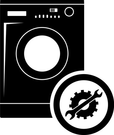 Silhouette of Washing Machine Repair Service.のイラスト素材