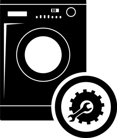 Silhouette of Washing Machine Repair Service.のイラスト素材