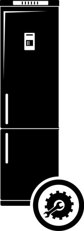 Silhouette of Kitchen Refrigerator Repair Service.のイラスト素材