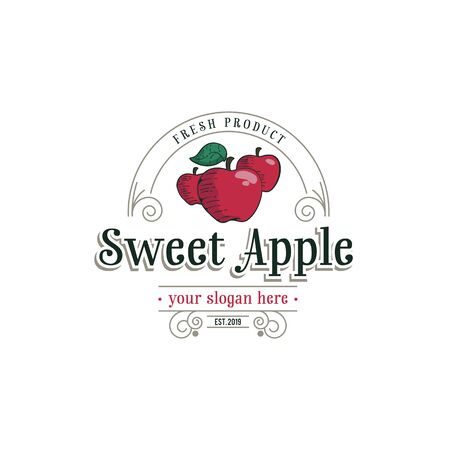Vintage apple fruit logo vectorのイラスト素材