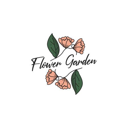 Vintage flower garden logo vectorのイラスト素材