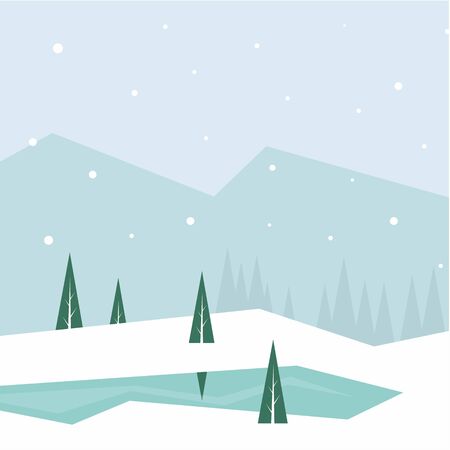 Winter forest background illustration vectorのイラスト素材