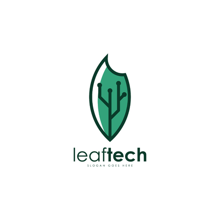 Leaf tech logo template vectorのイラスト素材