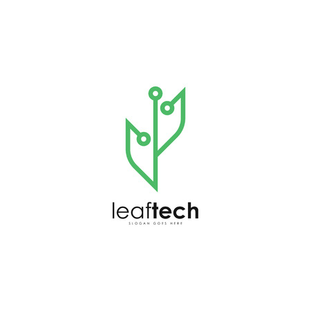 Leaf tech logo template vectorのイラスト素材
