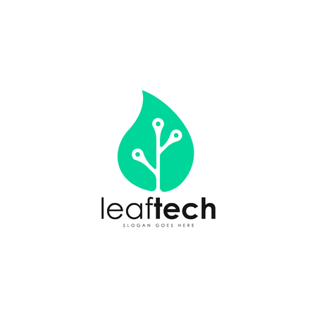 Leaf tech logo template vectorのイラスト素材