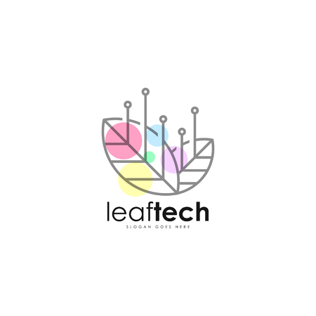 Leaf tech logo template vectorのイラスト素材