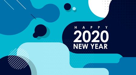 Modern Abstract Banner of Happy New Year 2020 with Flat Design Vectorのイラスト素材