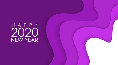 Happy New Year 2020 with Colorful Papercut Backgroundのイラスト素材