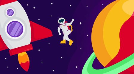 Flat outer space background illustration vectorのイラスト素材