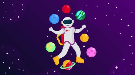 Flat outer space background illustration vectorのイラスト素材