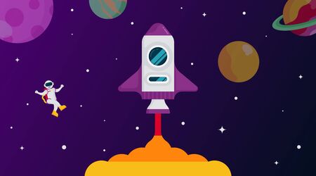 Flat outer space background illustration vector