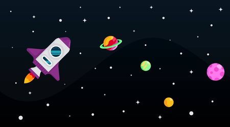 Flat outer space background illustration vectorのイラスト素材