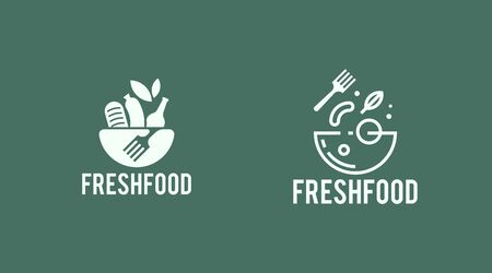 Flat fresh food logo template vectorのイラスト素材