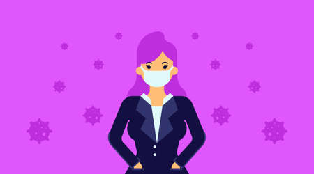People use masker to protect them self from covid-19のイラスト素材