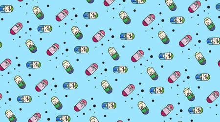 Cute colorful cartoon pattern background vectorのイラスト素材