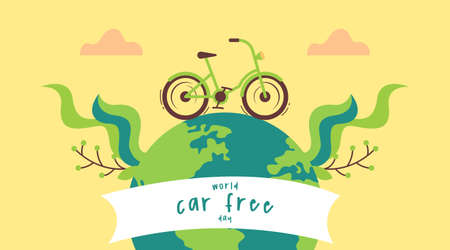World car free day illustration vector. World car free day banner vectorのイラスト素材