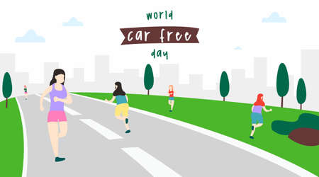 World car free day illustration vector. World car free day banner vectorのイラスト素材