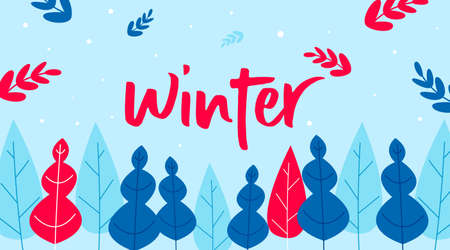 Flat winter landscape background vectorのイラスト素材
