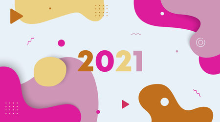 Abstract background and web banner for happy new year 2021 illustration vector.のイラスト素材