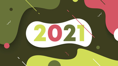 Abstract background and web banner for happy new year 2021 illustration vector.のイラスト素材