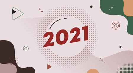 Abstract background and web banner for happy new year 2021 illustration vector.のイラスト素材