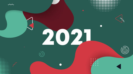 Abstract background and web banner for happy new year 2021 illustration vector.のイラスト素材