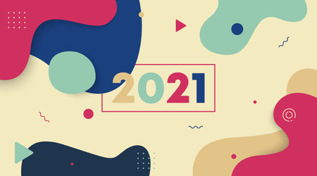 Abstract background and web banner for happy new year 2021 illustration vector.のイラスト素材