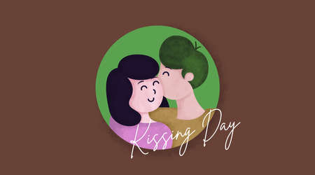 International Kissing Day Illustration with Water Color Effect. International Day of Kissing Banner Vector.のイラスト素材