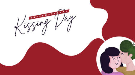 International Kissing Day Illustration with Water Color Effect. International Day of Kissing Banner Vector.のイラスト素材