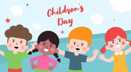 Happy children's day background illustration vector.のイラスト素材