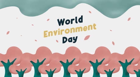 World Environment Day Background Illustration Vector. World Environment Day Web Banner and Online Flyer.のイラスト素材