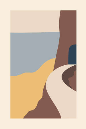 Abstract path way art print and wall decor. Paint art print poster.のイラスト素材